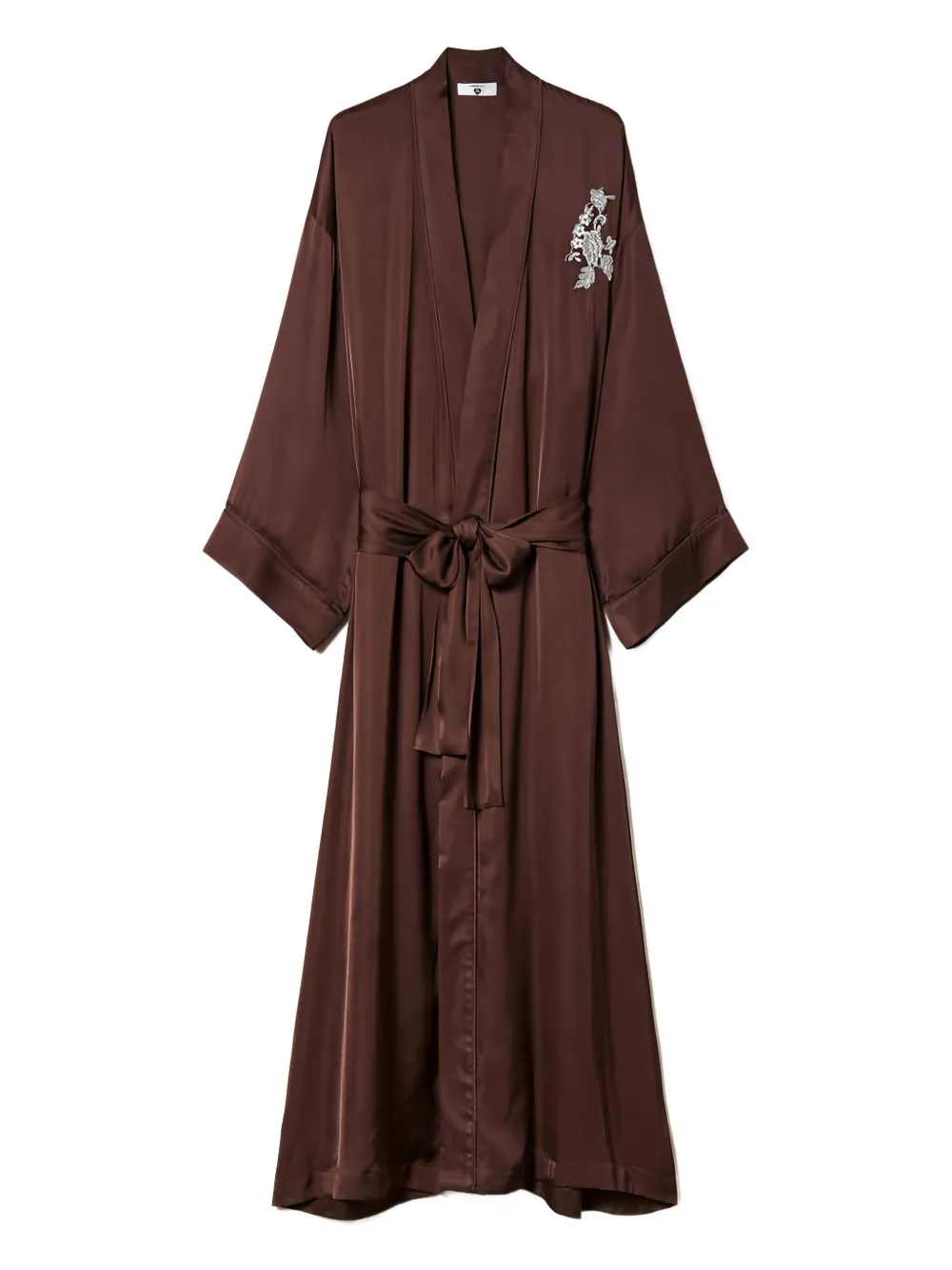 TWINSET embroidered satin dressing gown | Brown | Image 1