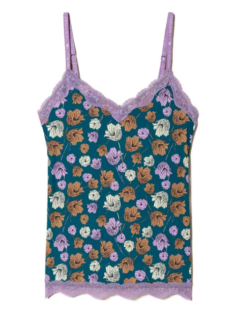 TWINSET floral-print lace-trim camisole