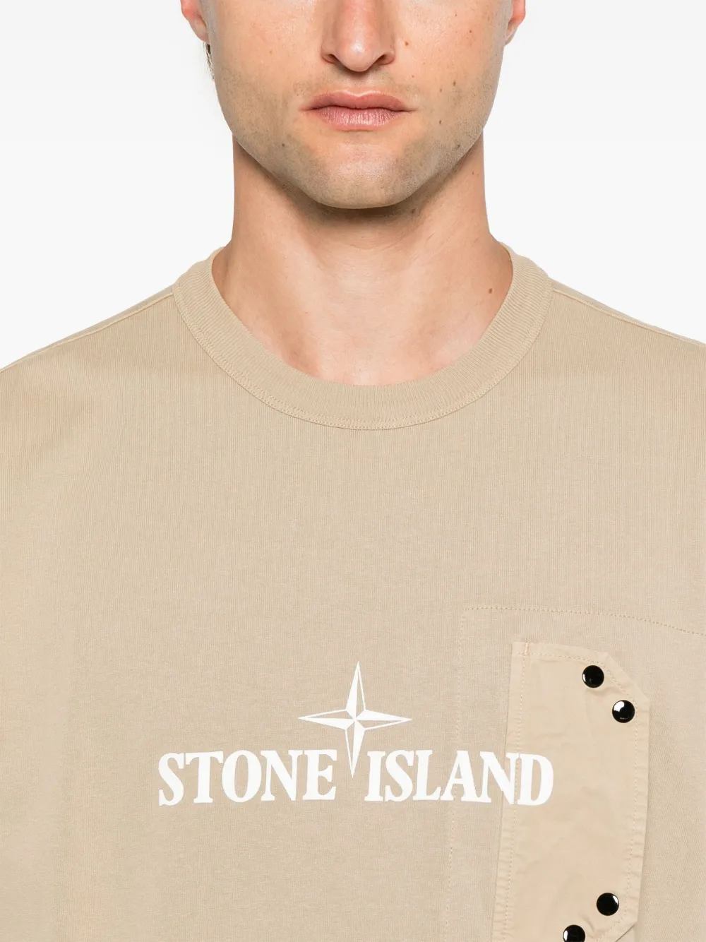 Stone Island T-shirt met logoprint Beige