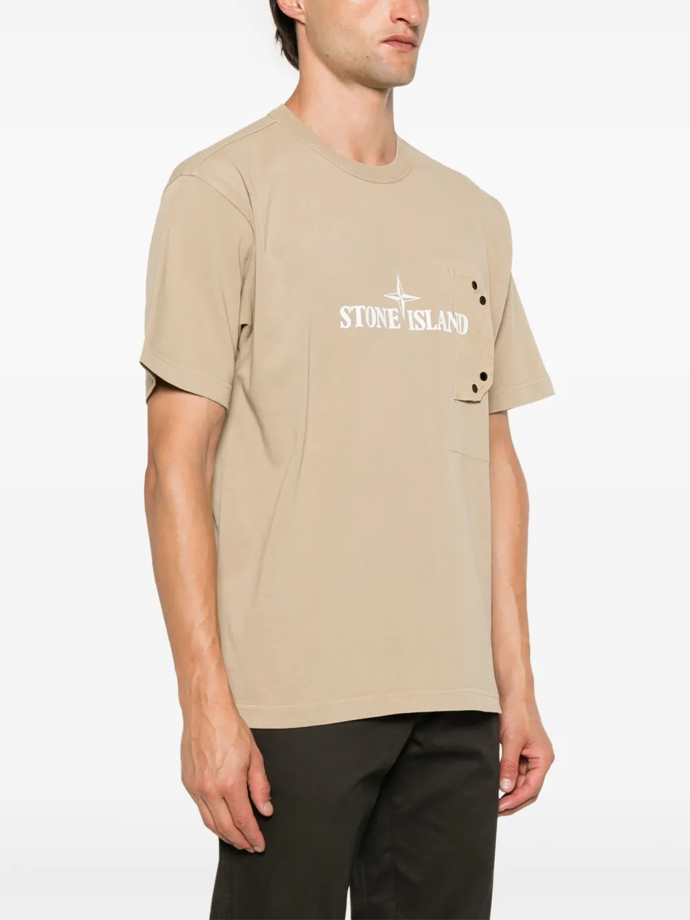 Stone Island T-shirt met logoprint Beige