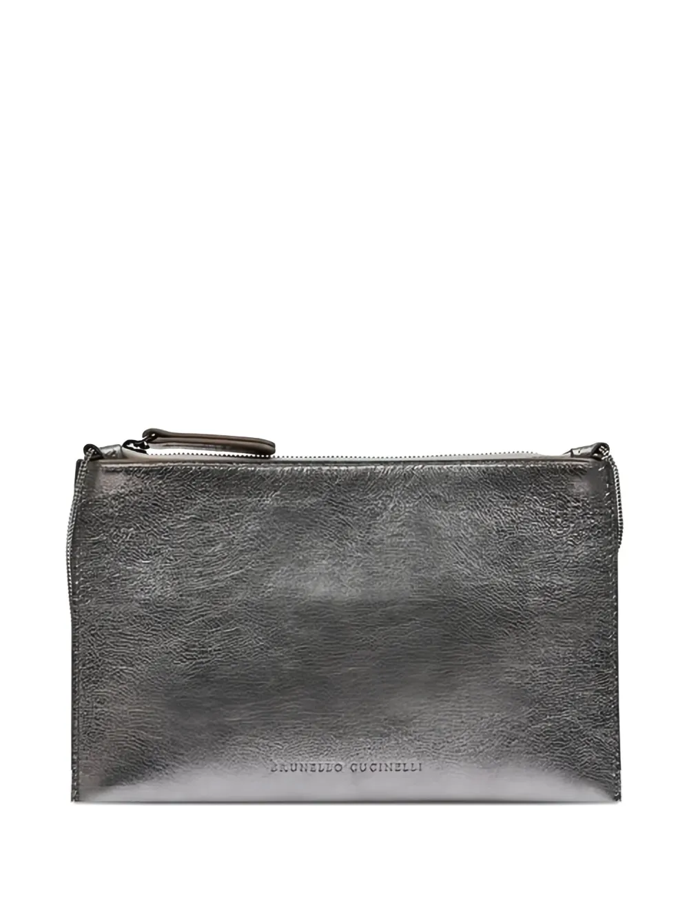Brunello Cucinelli Kids metallic zip-fastening shoulder bag - Grigio
