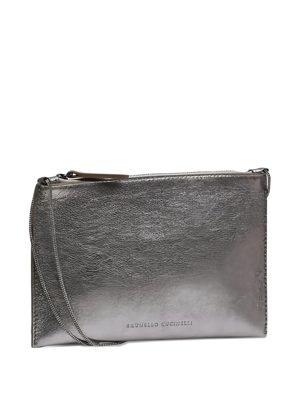 Brunello Cucinelli Kids Metallic schoudertas met ritssluiting Grijs