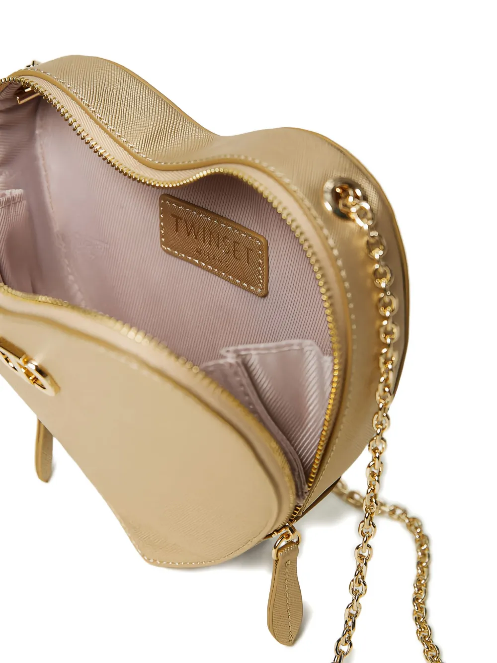 Twinset Heart-shaped Chain Mini Bag In Neutral