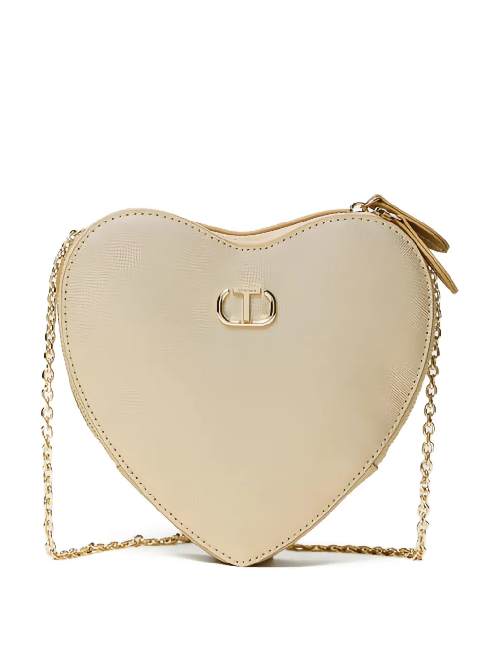 TWINSET Hartvormige mini-tas met ketting Beige