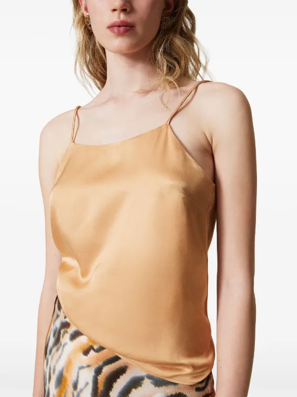 square neck satin top