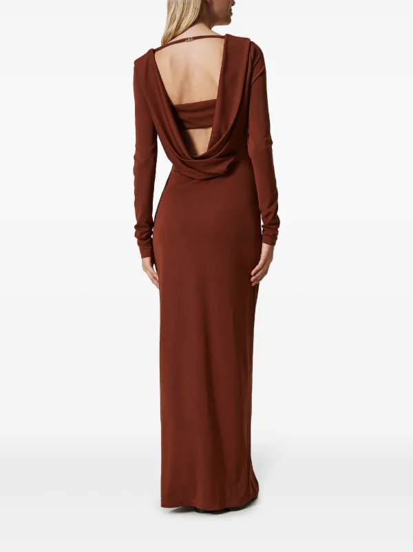 brown draped maxi dress Danaé Brown Shirred-effect Draped Maxi Dress, S / Brown main image 0