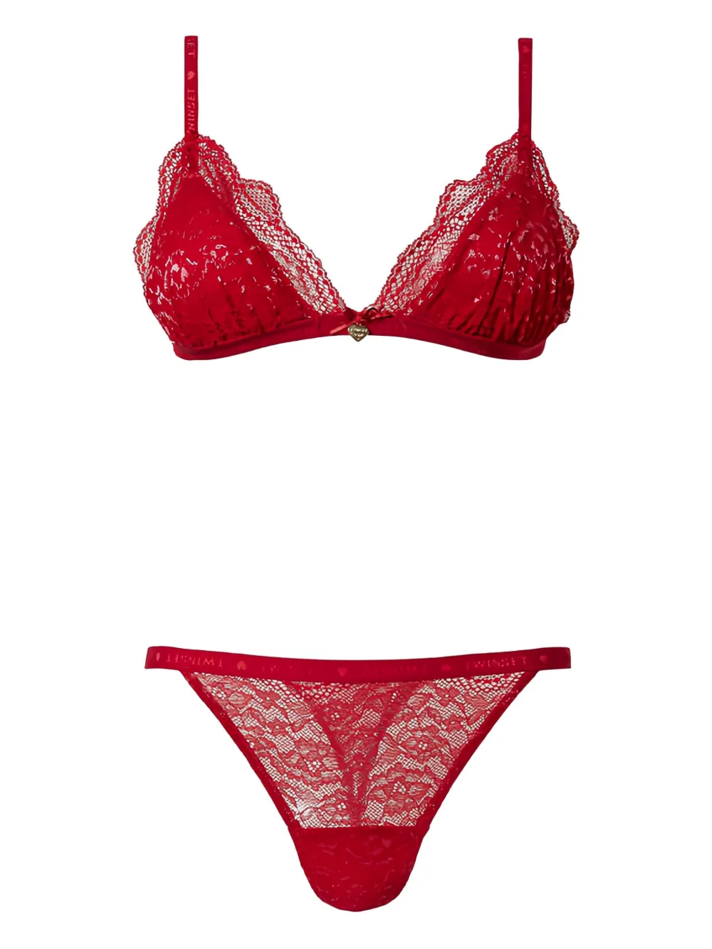TWINSET lace triangle-bra g-string set - Rosso