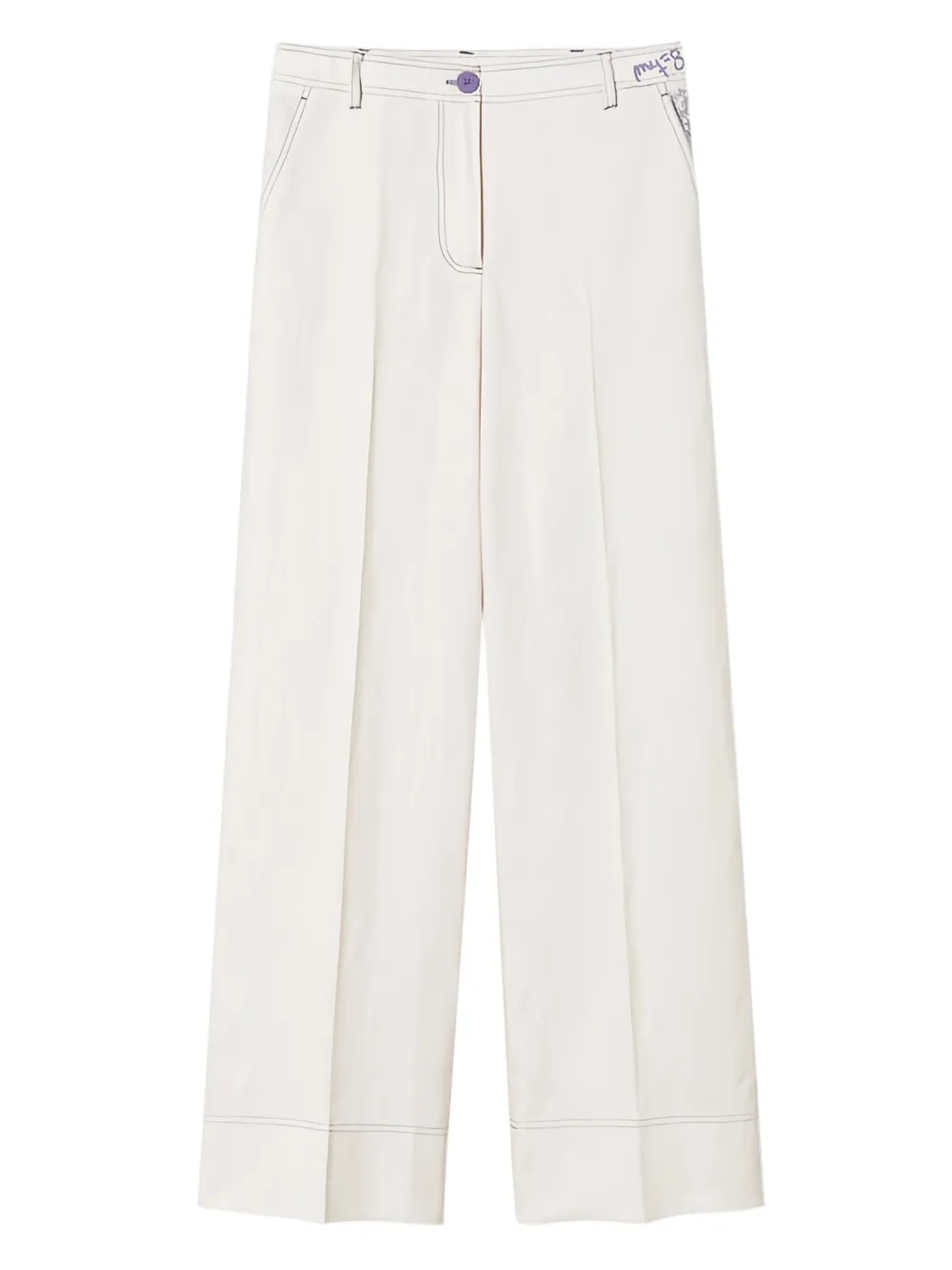 TWINSET floral-embroidered palazzo pants - Wit