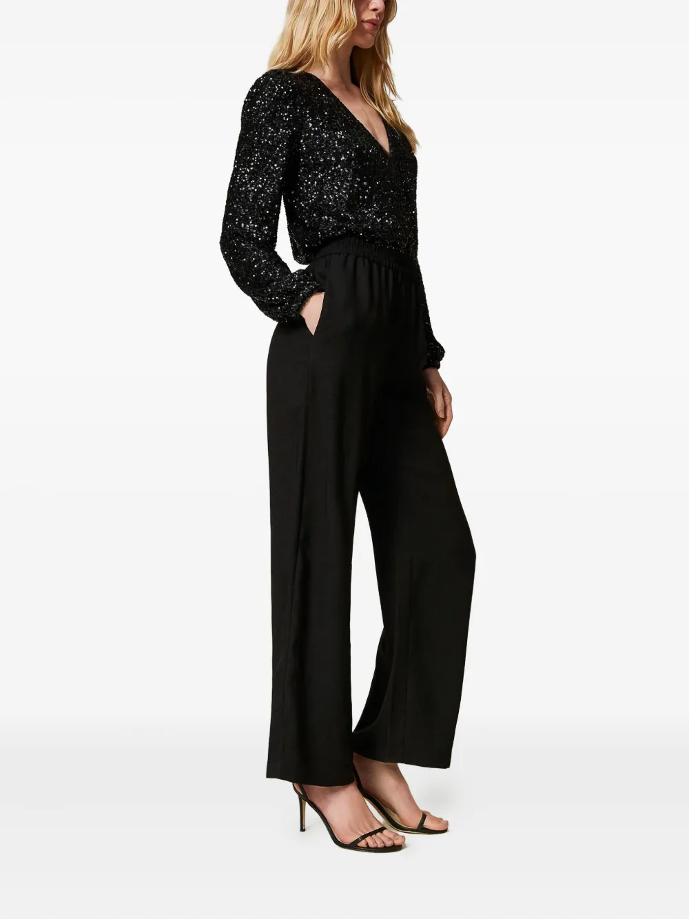 Twinset Sequin-embellished Jumpsuit In Black