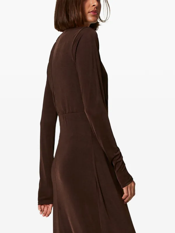 TWINSET side-draping Jersey Maxi Dress | Brown | FARFETCH OM