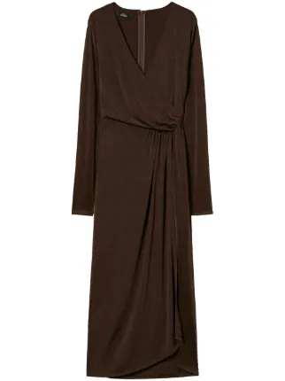 brown jersey wrap dress Lulus | Brown Jersey Knit Long Sleeve Wrap Midi Dress | Womens | Small (Available in XS, L)