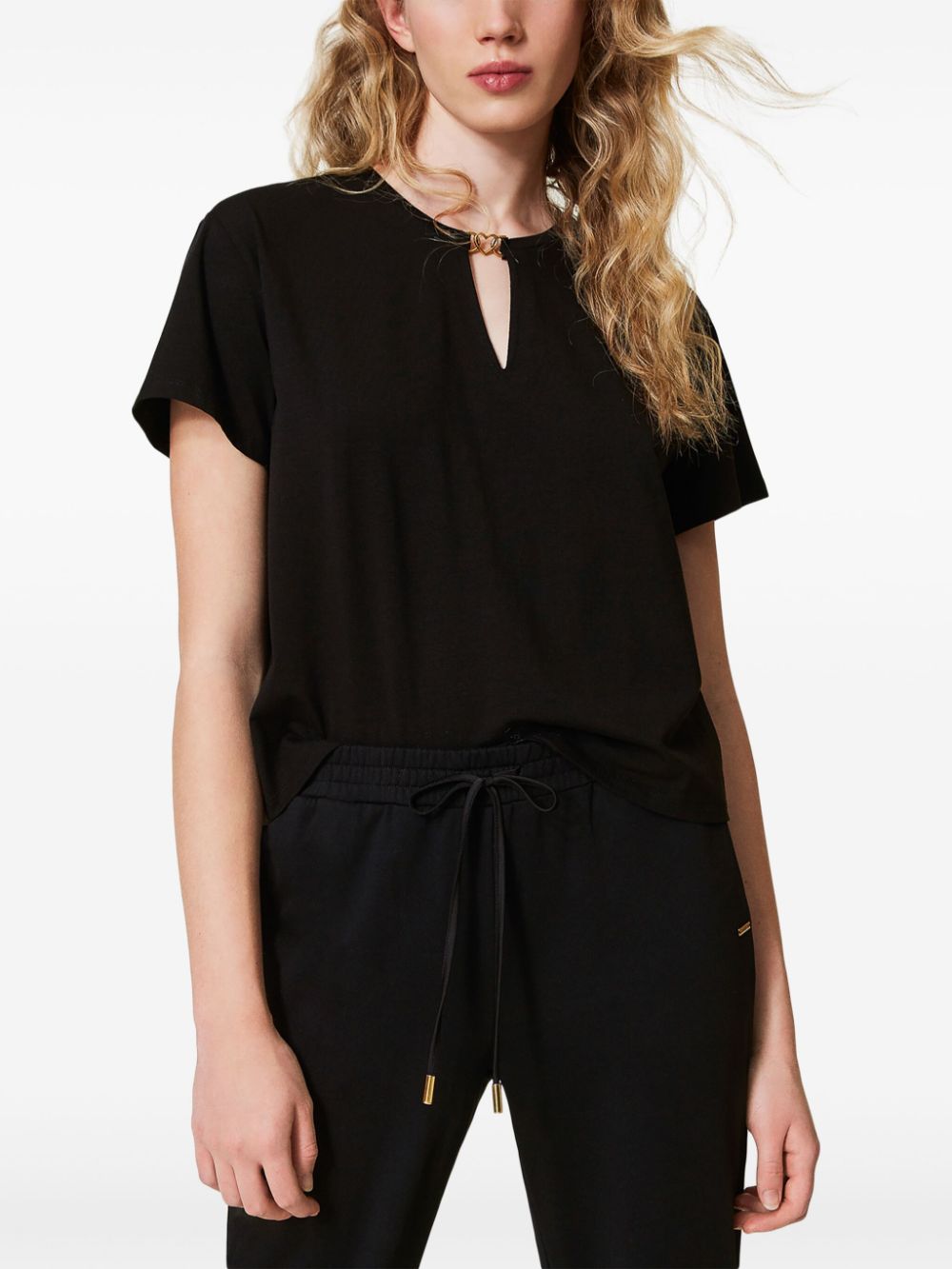 TWINSET T-shirt met gespsluiting - Zwart