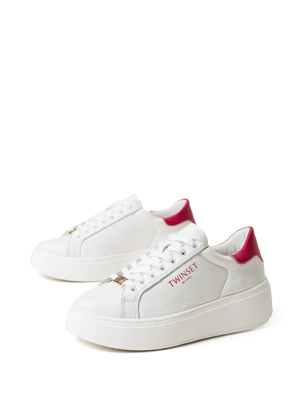 TWINSET platform leather trainers White