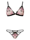 TWINSET floral embroidery triangle bra and g-string set - Pink