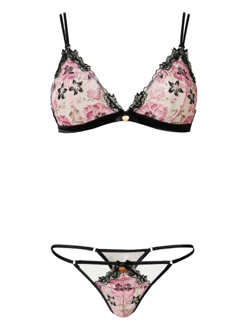 TWINSET set de brasier estilo triángulo con bordado floral