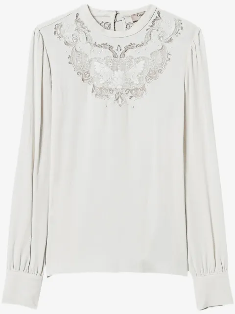 TWINSET floral-embroidered crepe blouse