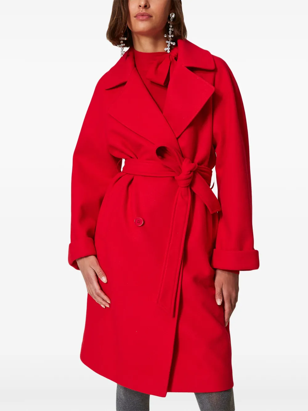 TWINSET Vilten jas met dubbele rij knopen Rood