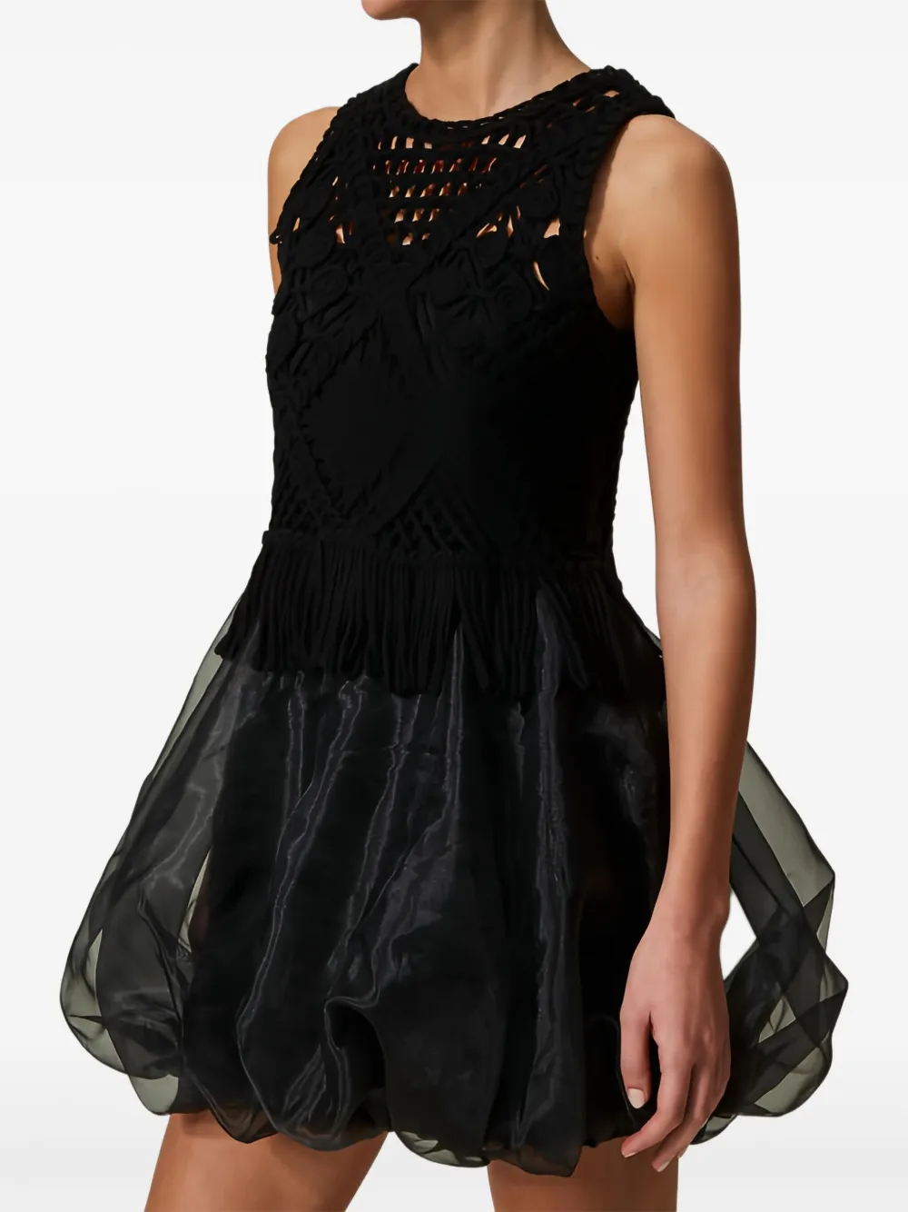TWINSET Mini-ballonjurk met gehaakte afwerking - Zwart