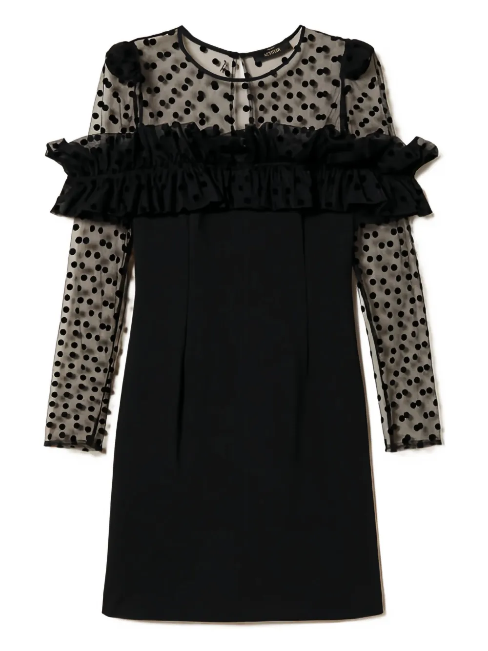 Twinset Polka-dot Ruffle Mini Dress In Black