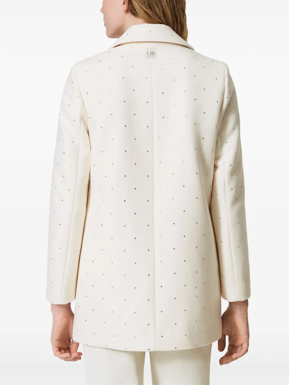 Shop Twinset Rhinestone-embellished Coat In Neutrals