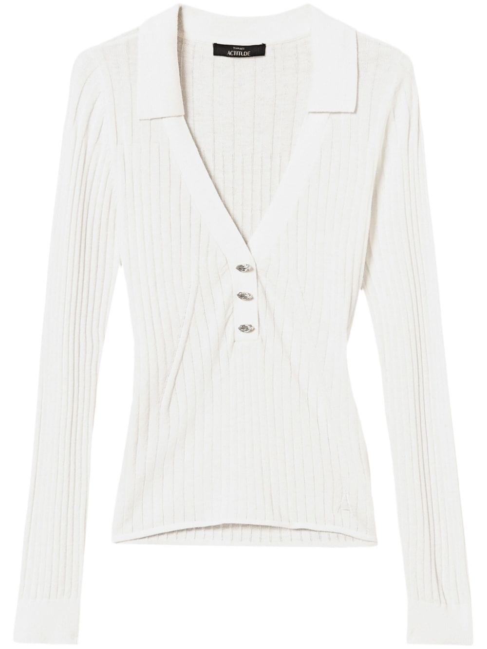 Shop Twinset Ribbed-knit Jumper In White