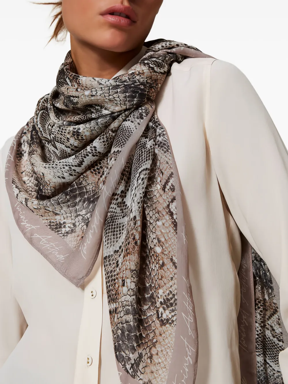 TWINSET Sjaal met slangen-print - Beige