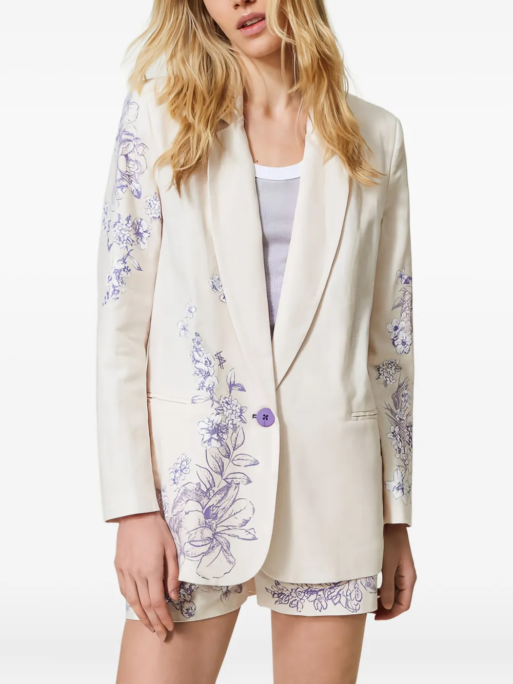 TWINSET floral-print blazer - Toni neutri