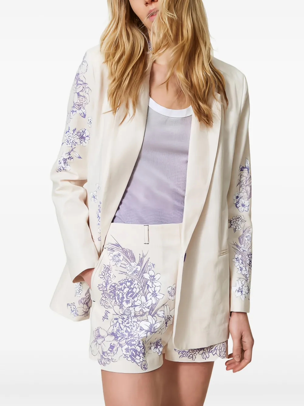 TWINSET Blazer met bloemenprint Beige