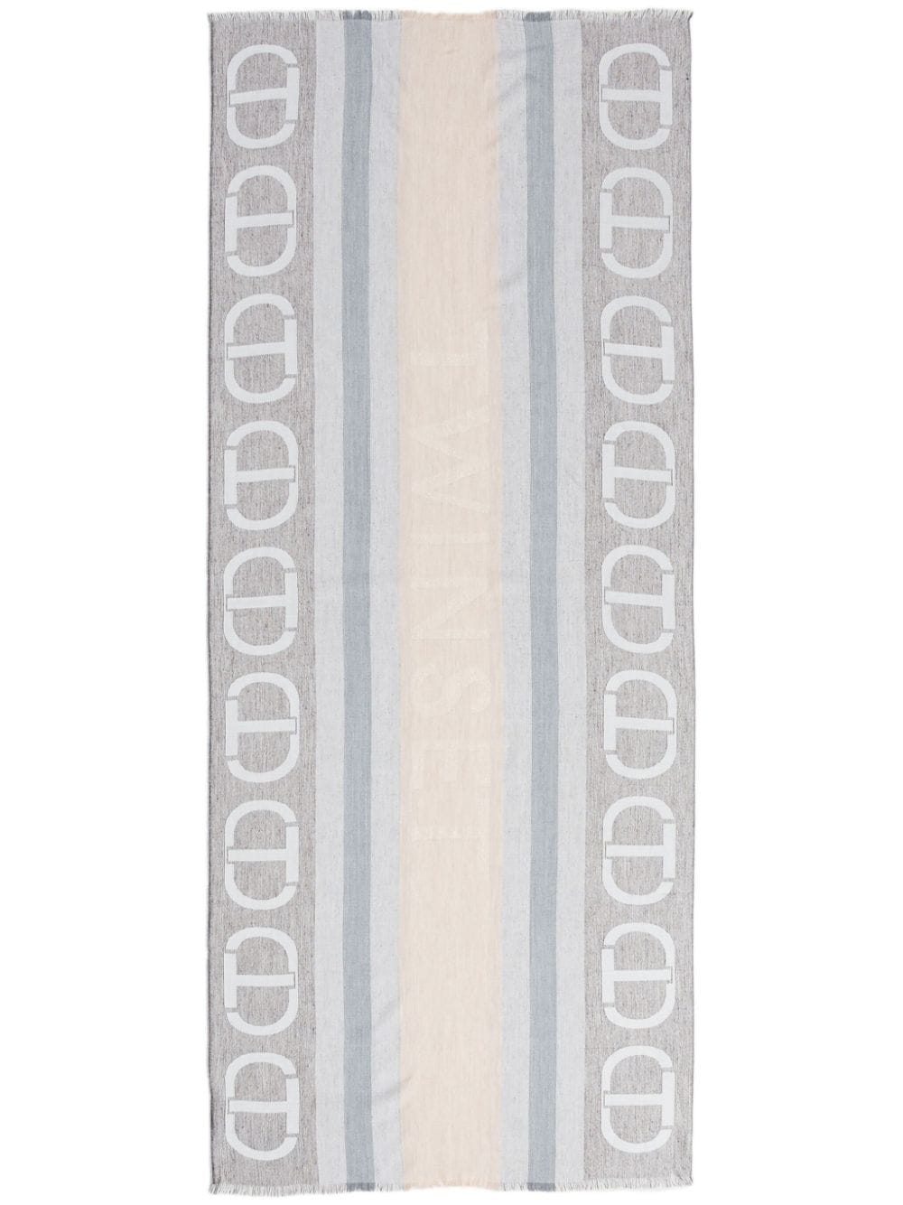 Shop Twinset Jacquard Knitted Scarf In Neutrals