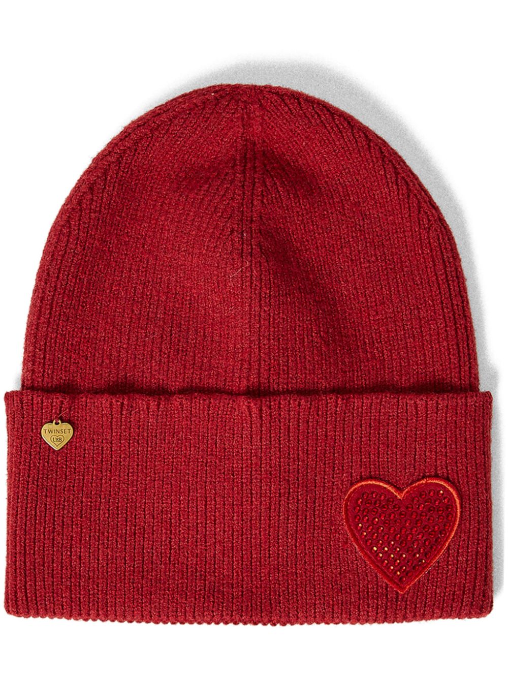 TWINSET heart-patch beanie - Red