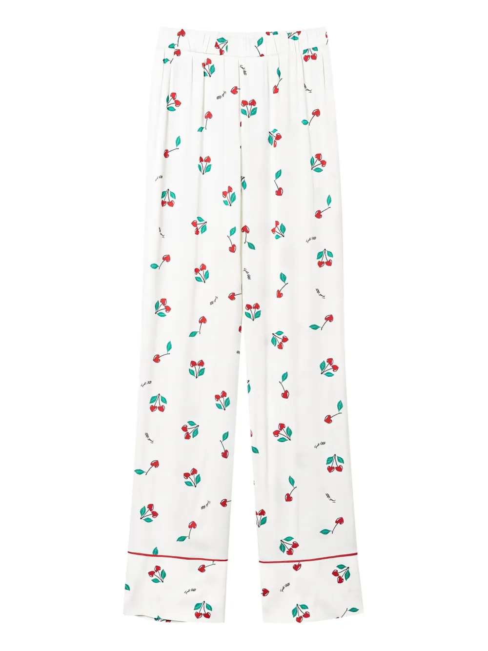 TWINSET cherry-pattern satin pajama bottoms | White | Image 1