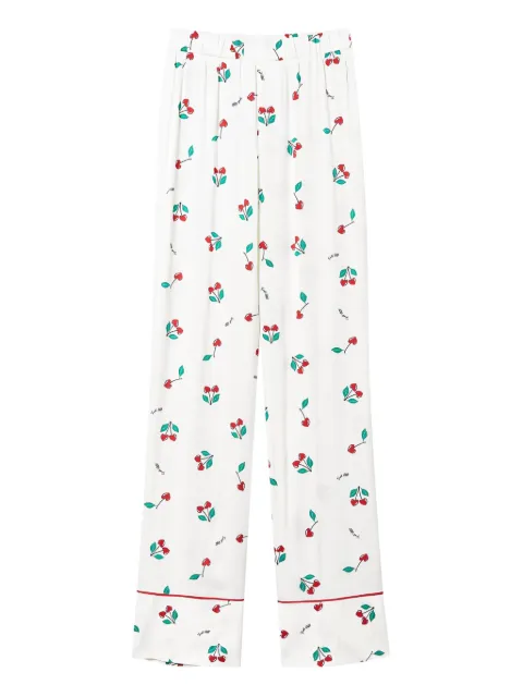 TWINSET cherry-pattern satin pajama bottoms 