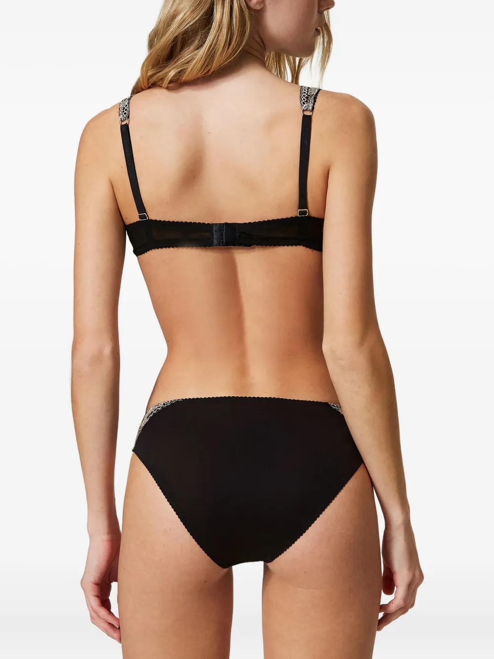 TWINSET Slip met tulen vlakken Zwart