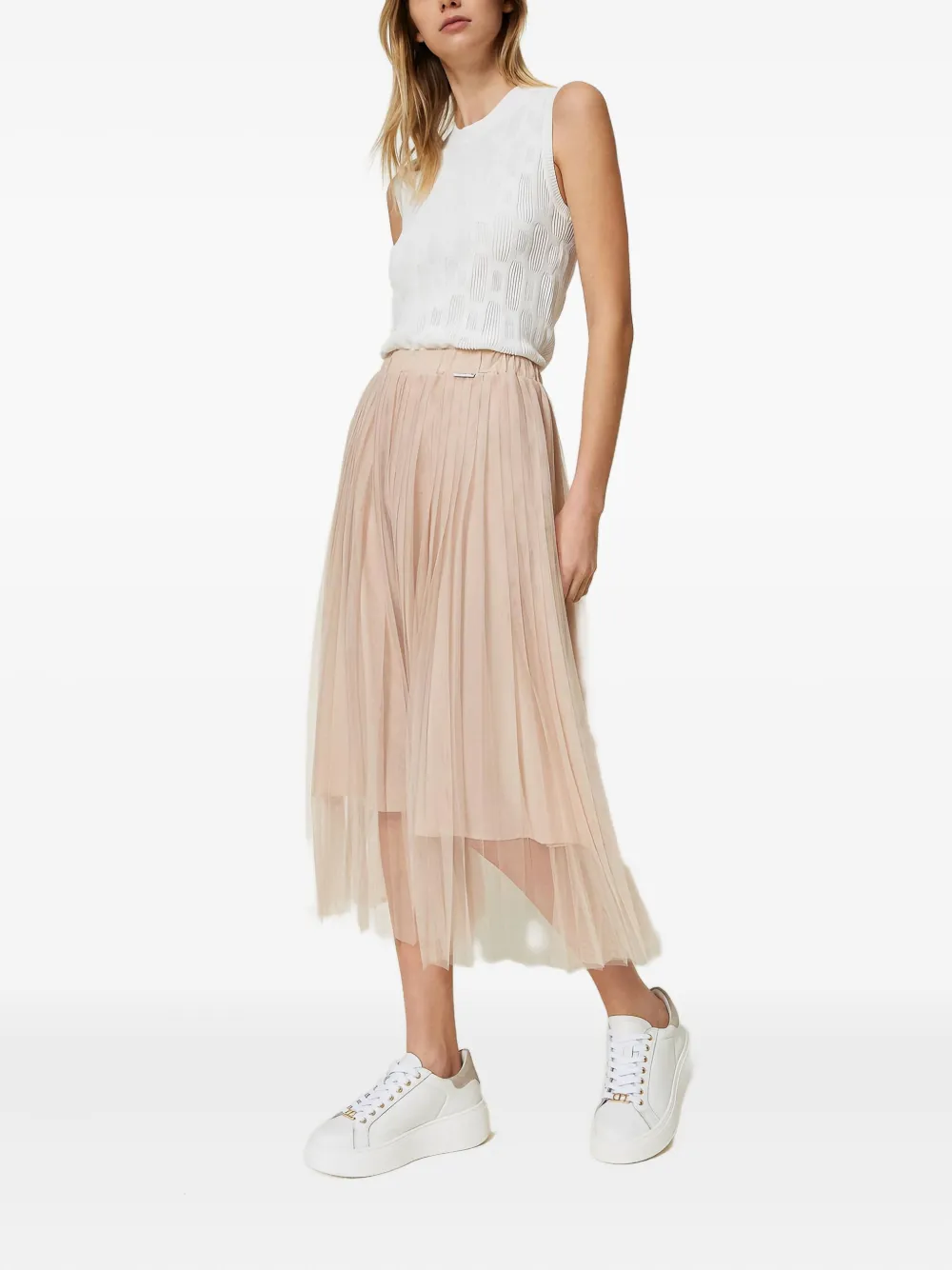 Twinset Pleated Midi Skirt In Green