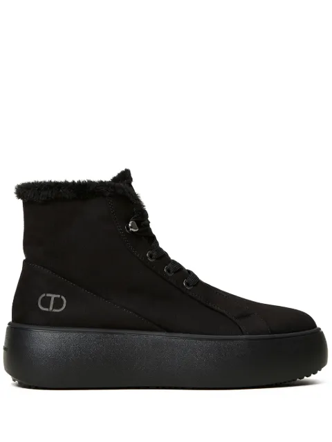 TWINSET faux-fur lined high-top sneakers