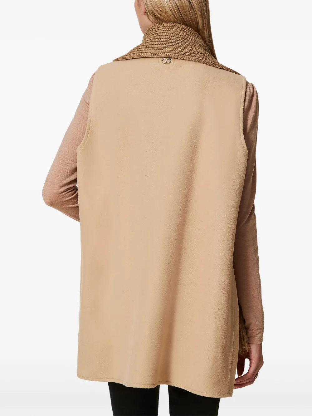 TWINSET Gebreide sjaal met franje Bruin