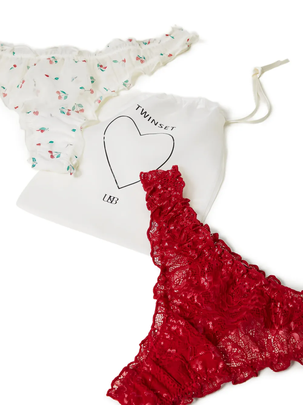 TWINSET Twee strings met ruches en kant Rood