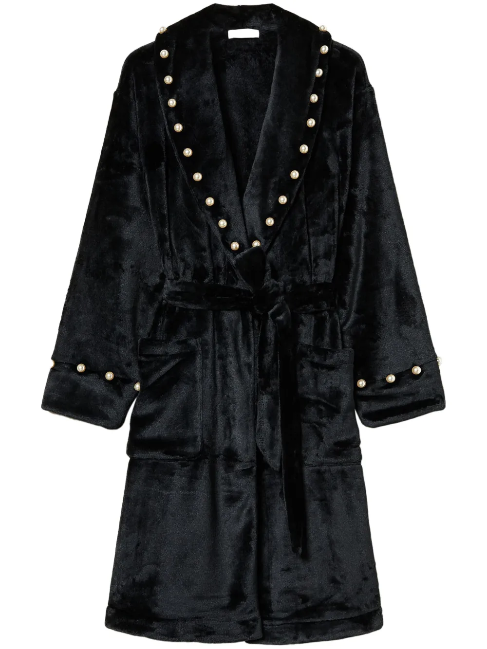 Shop Twinset Faux-fur Dressing Gown In Black