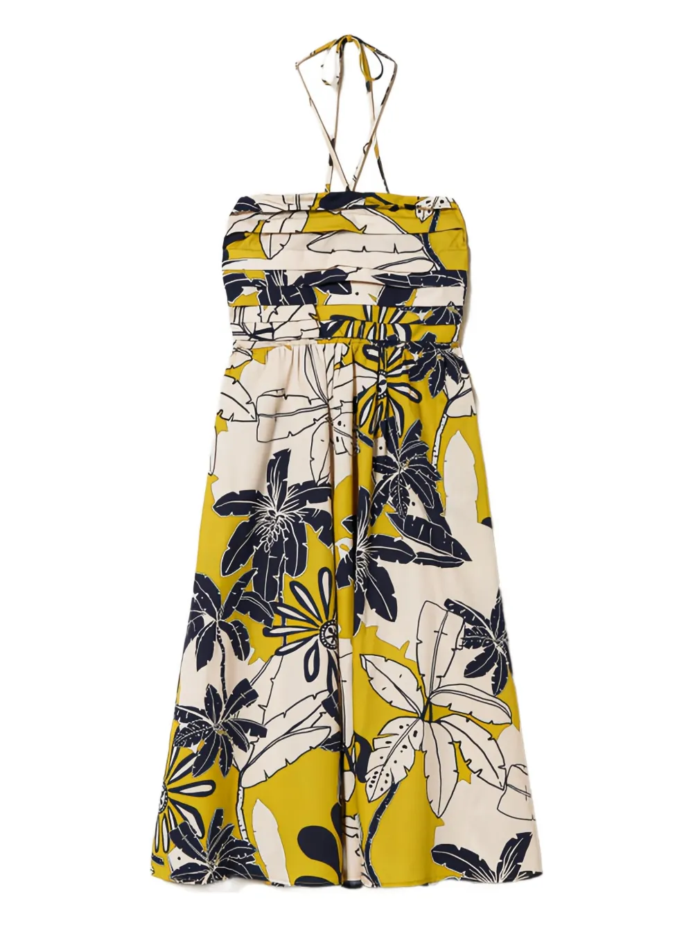 TWINSET vestido midi con estampado floral y cuello halter | amarillo | Image 1