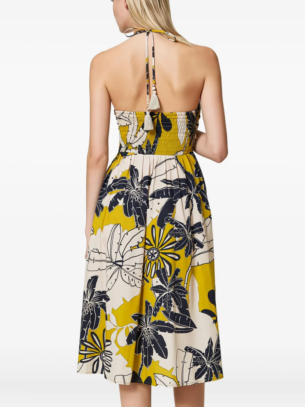 TWINSET Midi-halterjurk met bloemenprint Geel