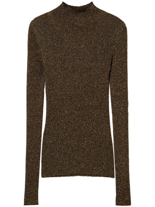 TWINSET high neck Lurex Sweater Brown FARFETCH UK