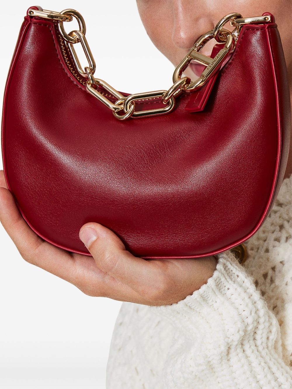 Shop Twinset Mini Croissant Tote Bag In Red