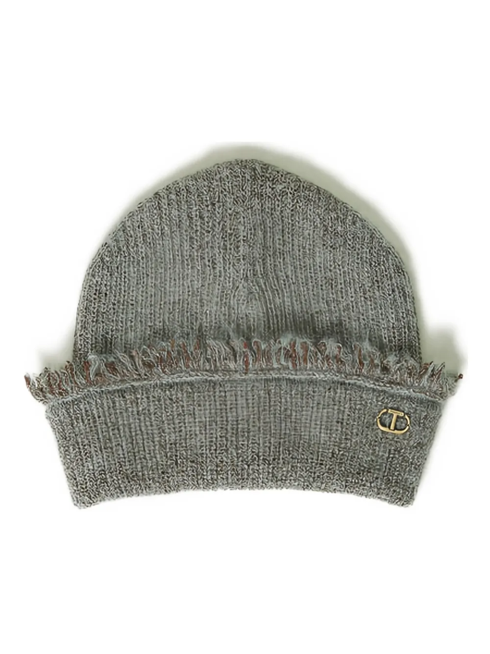 TWINSET ribbed frayed-edge beanie | Grey | Image 1