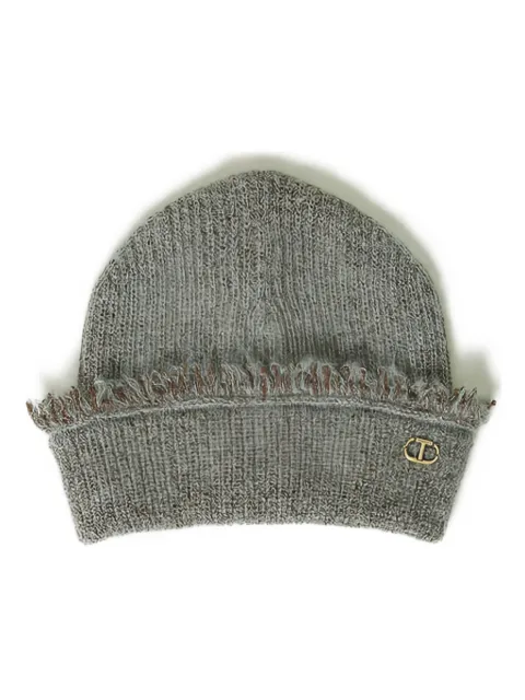 TWINSET ribbed frayed-edge beanie