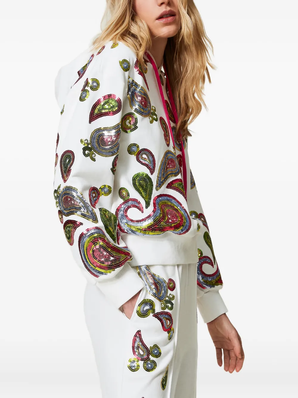 Twinset Paisley Sequin-embellished Sweatshirt In Multi