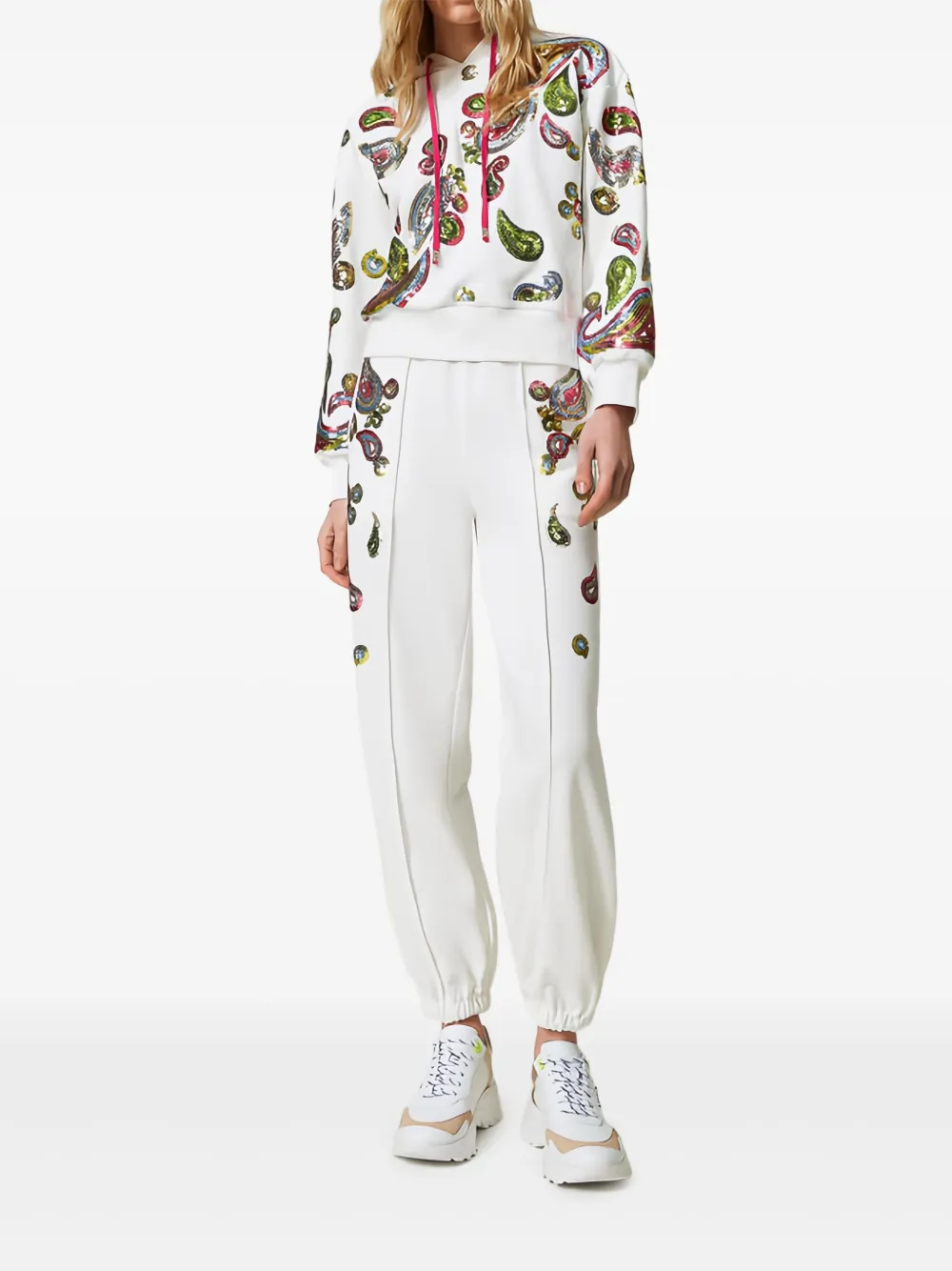 TWINSET Sweater verfraaid met paisley-pailletten Wit