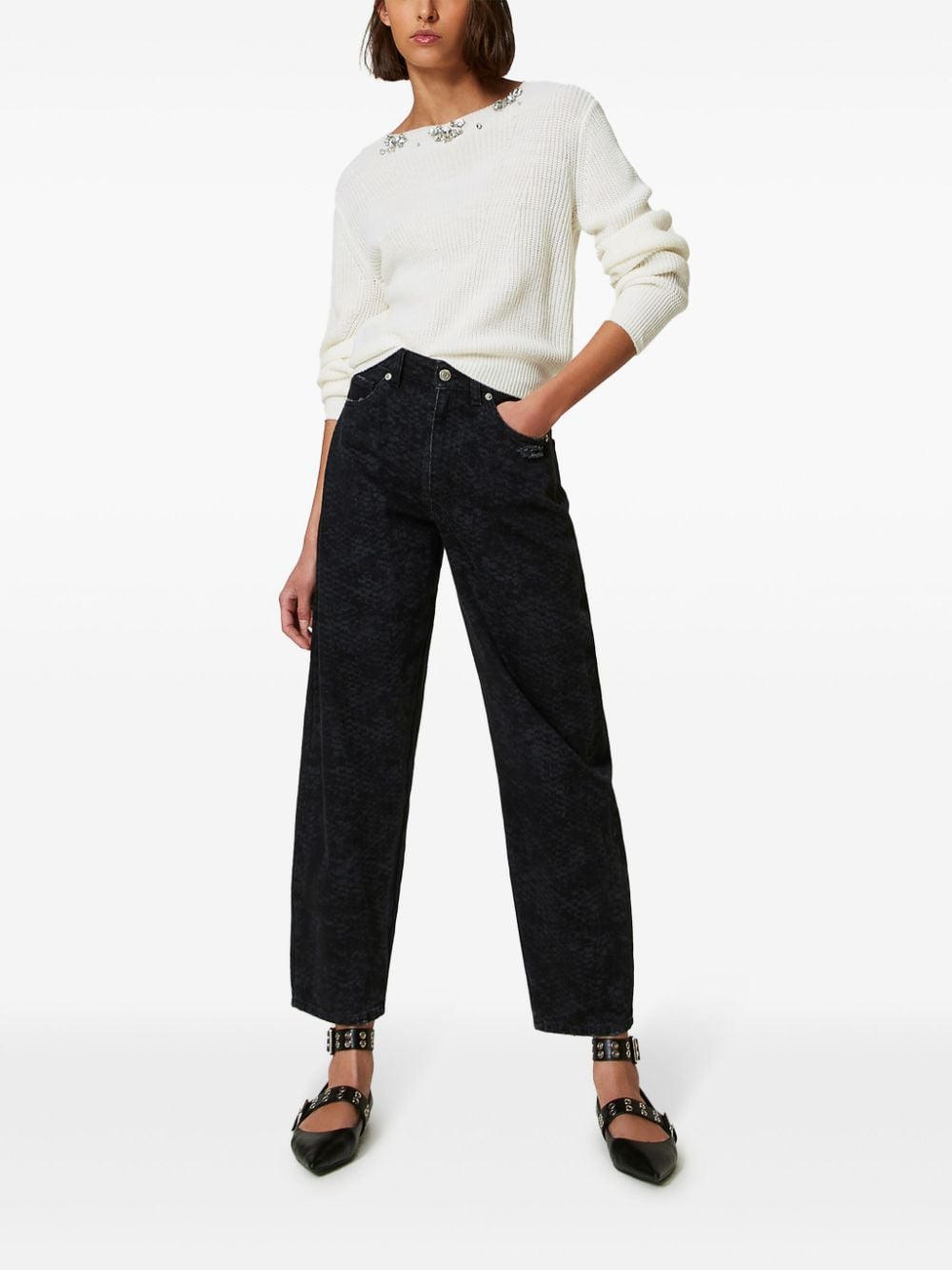 TWINSET Jeans met slangenprint - Zwart