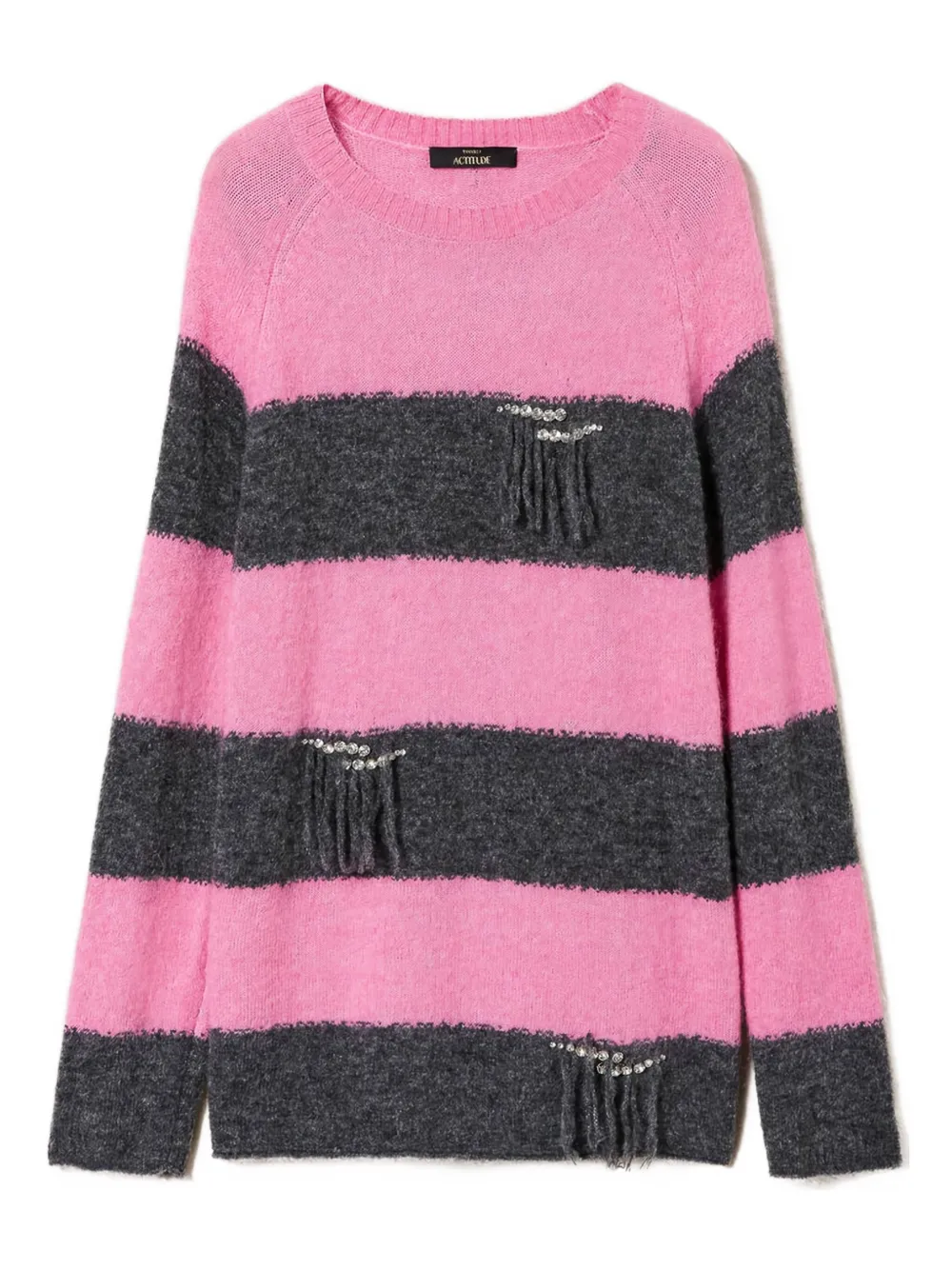 TWINSET rhinestone-embellished striped sweater | Pink | Image 1