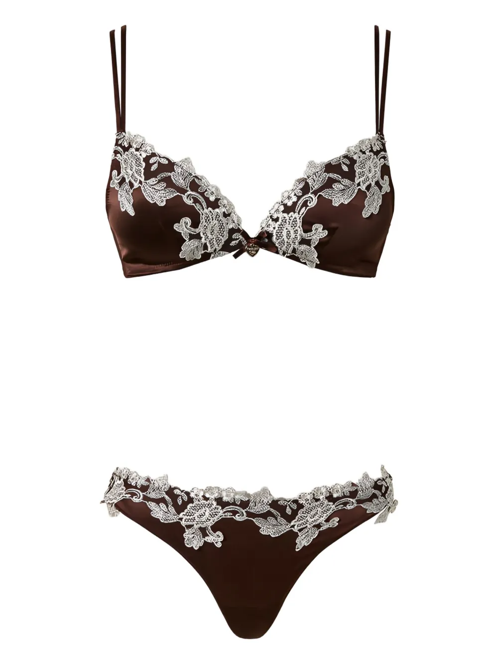 TWINSET floral-lace lingerie set - ブラウン TWINSET floral-lace lingerie set - ブラウン