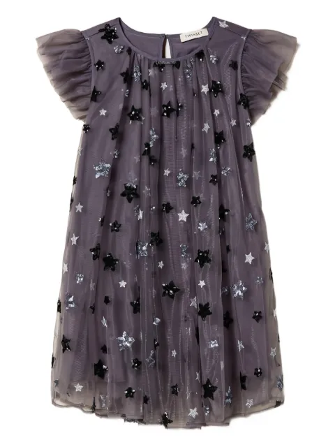 TWINSET Kids ruffled-sleeve star-embellished dress